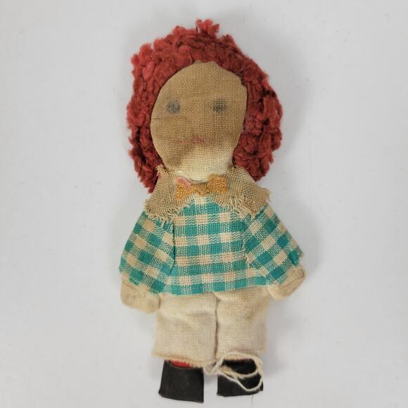 Vintage Raggedy Ann Andy Small Fabric Dolls 4" Christmas Ornaments - Picture 3 of 15